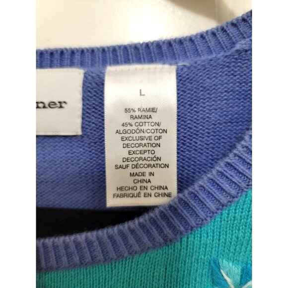 Alfred Dunner Women's Short Sleeve Knit Patchwork Top E embraided Floral & Nauti - Picture 8 of 9